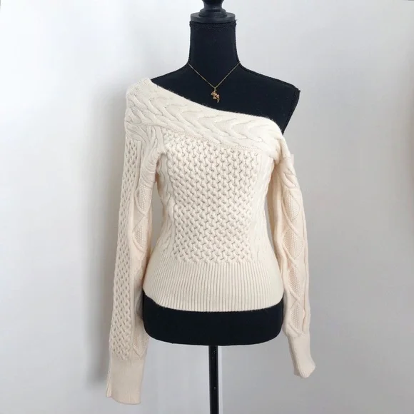 Forever 21 Cream Off-Shoulder Sweater - Picture 1 of 9